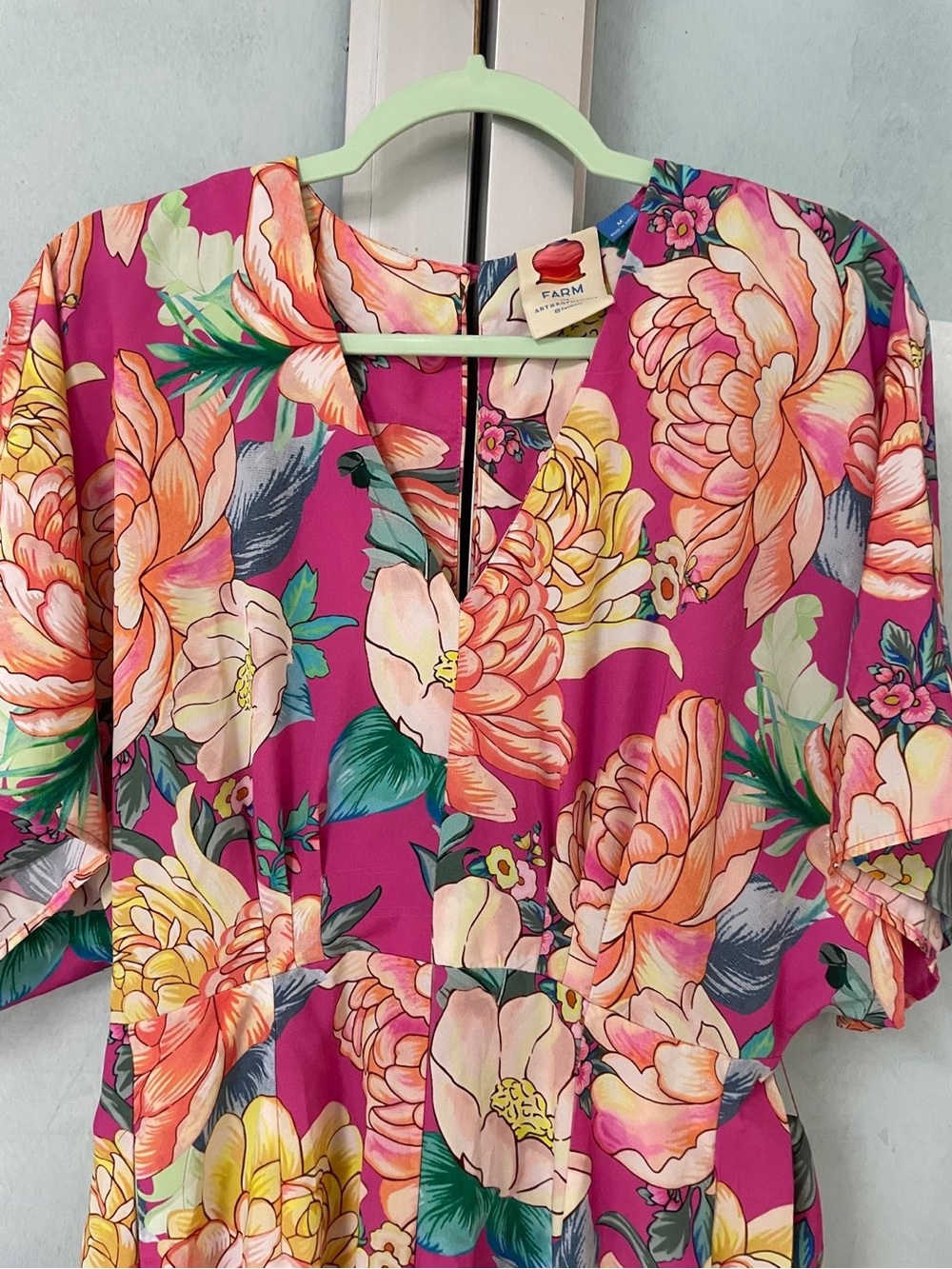 Farm Rio floral  Magenta Wide-Leg Jumpsuit with Tie Waist - Picture 2 of 7